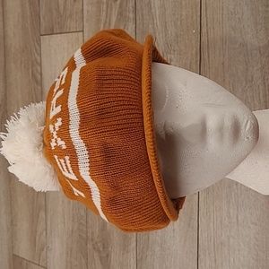 RARE Vintage UT Texas Longhorns Winter Hat Beanie Knit Cap Pom Tam Beret‎ Unisex